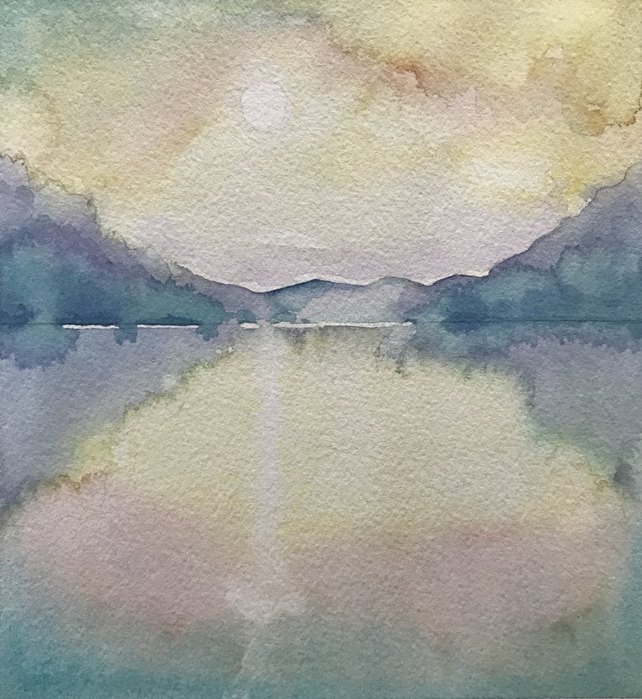 Pastellfärgat bergssjö av Luisa Millicent