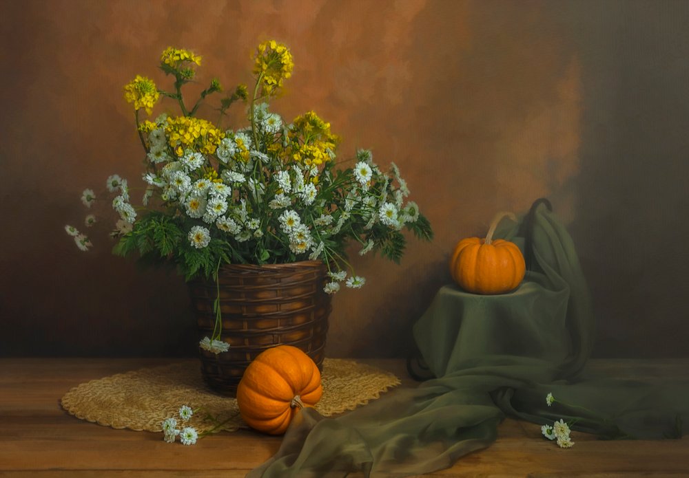Höstblommor och pumpor av Lydia Jacobs