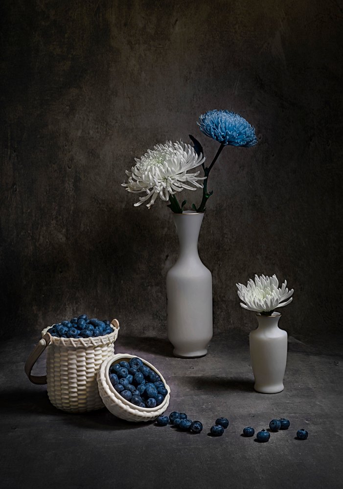 Blåbär och vita blommor av Lydia Jacobs