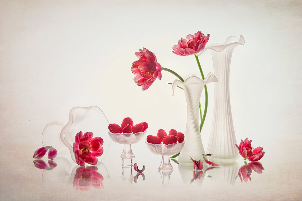 Elegant blomsterstilleben av Lydia Jacobs
