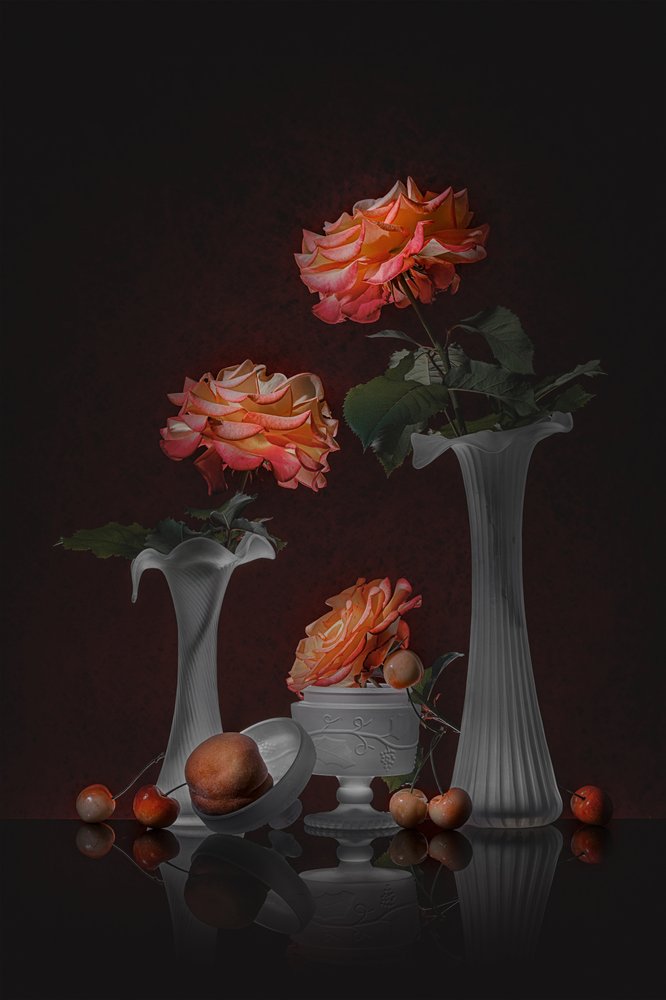 Elegant stilleben med rosor av Lydia Jacobs