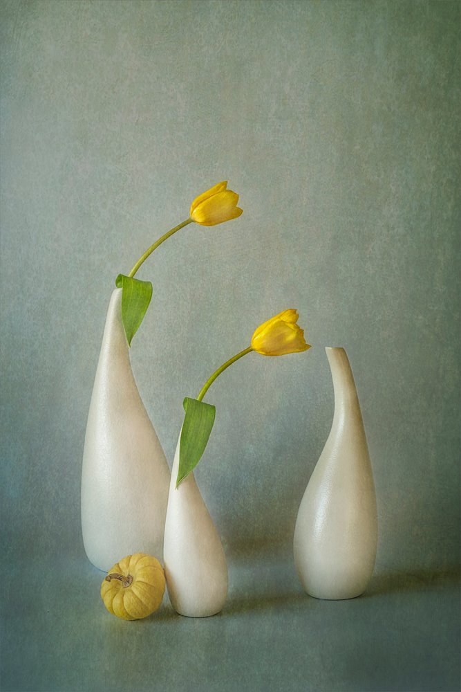 Stilleben med eleganta gula tulpaner av Lydia Jacobs