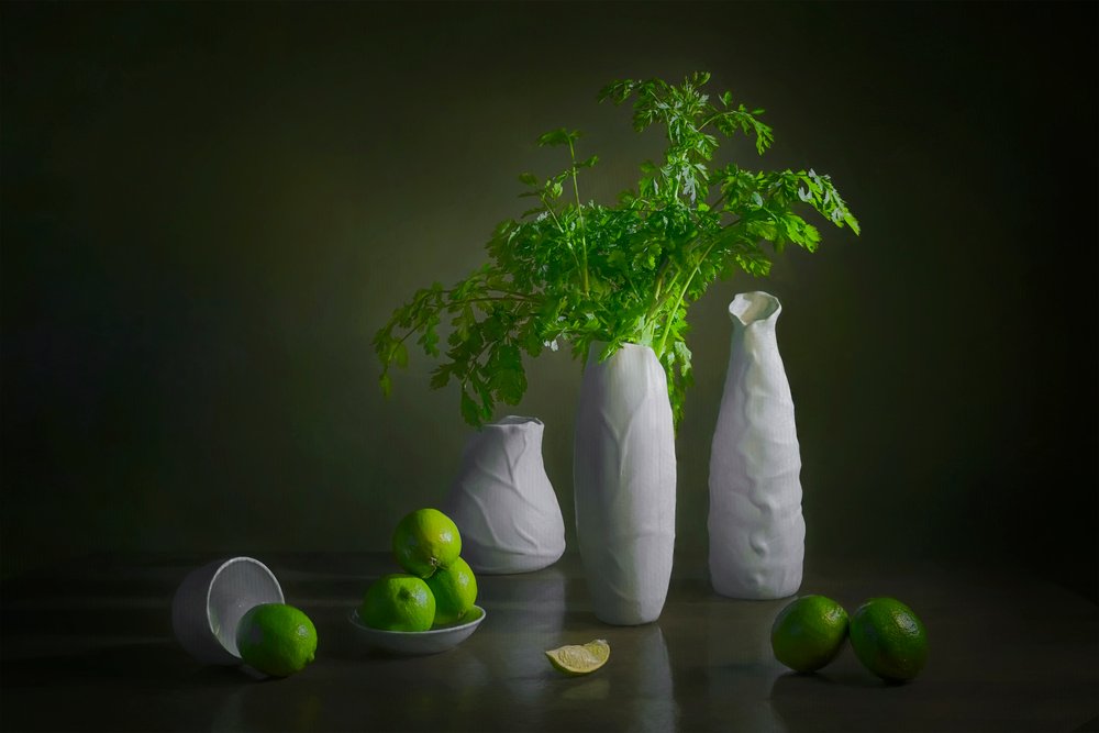 Modernt stilleben med limefrukter av Lydia Jacobs