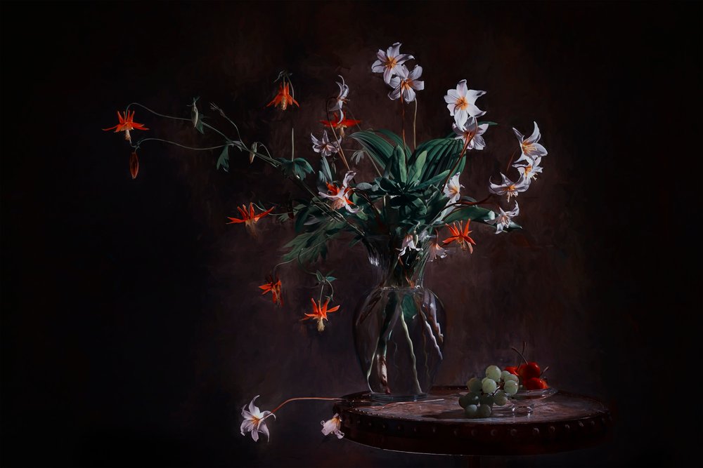 Stämningsfullt blomsterstilleben av Lydia Jacobs