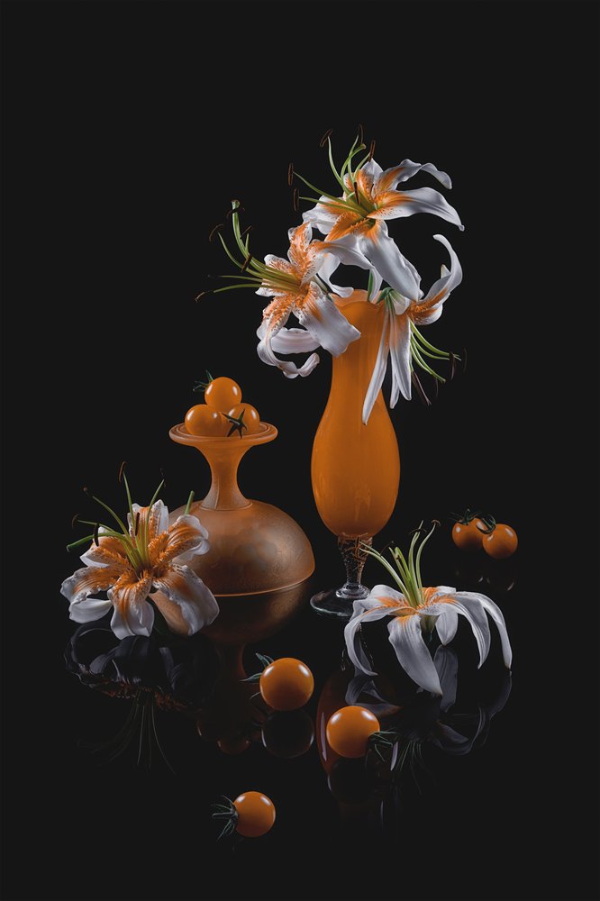 Stilleben med orange liljor av Lydia Jacobs