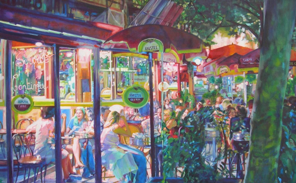 Ett livligt kvällscafé av Maxine Shore