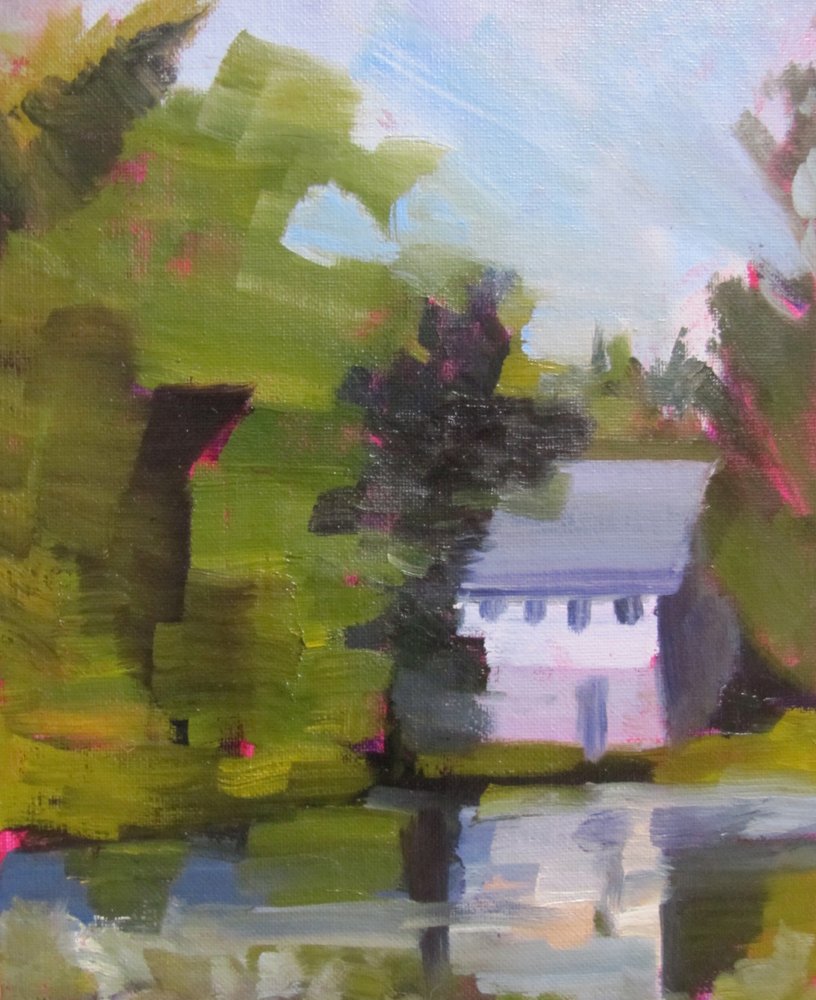 Impressionistiskt hus vid sjön av Maxine Shore