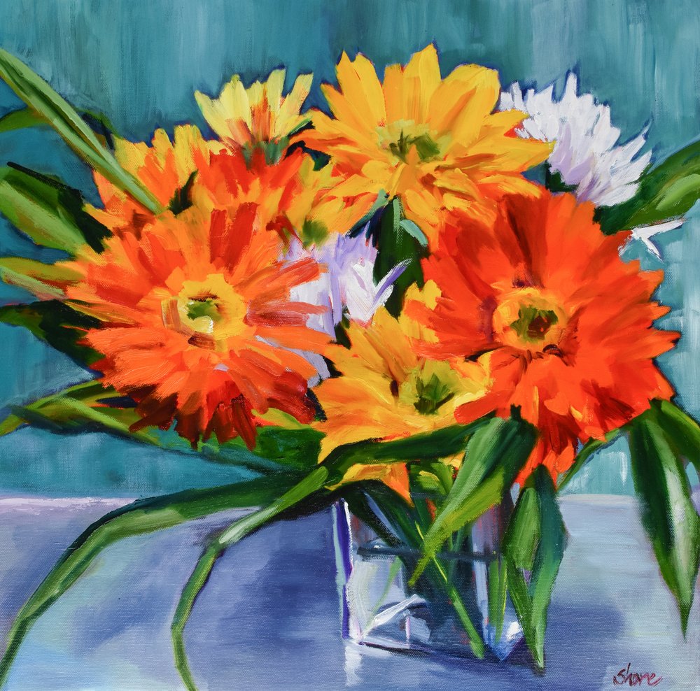 Färgsprakande blomsterarrangemang av Maxine Shore