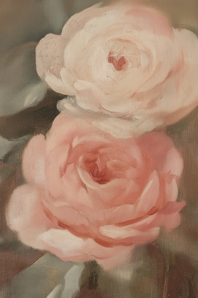 Målning av en ros i rosa nyanser av Melloi Art Prints