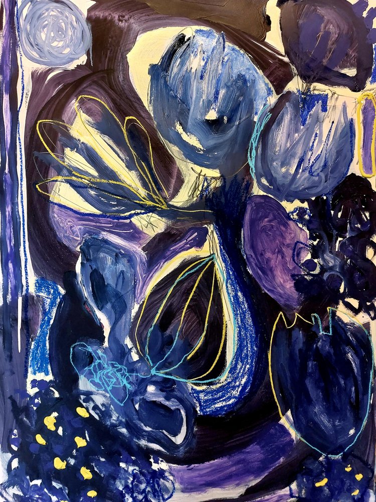 Blå och lila blommor av Monika Riethmueller
