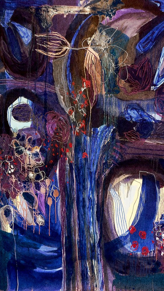 Midnight Bloom – abstrakt av Monika Riethmueller