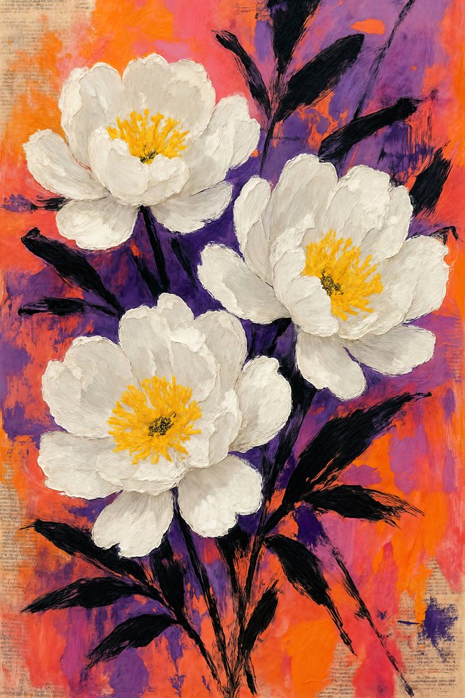 Abstrakta pionblommor av Natalie Bruns