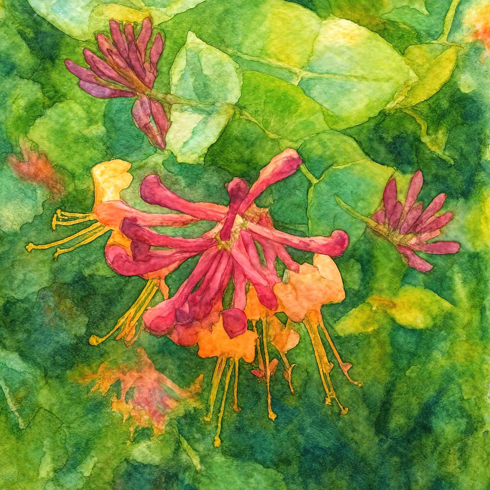 Färgglada kaprifolblommor av Natalie Bruns