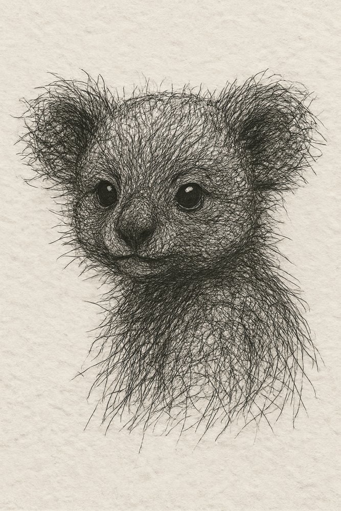 Söt teckning av en babykoala av Natalie Bruns