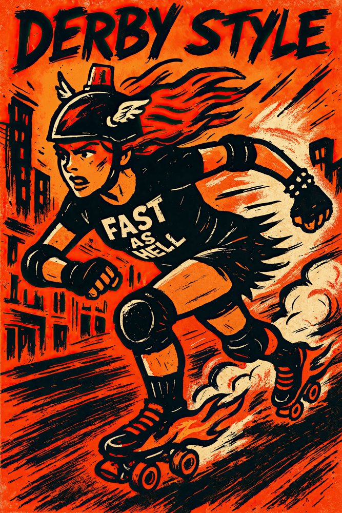 Flaming Roller Derby av Natalie Bruns