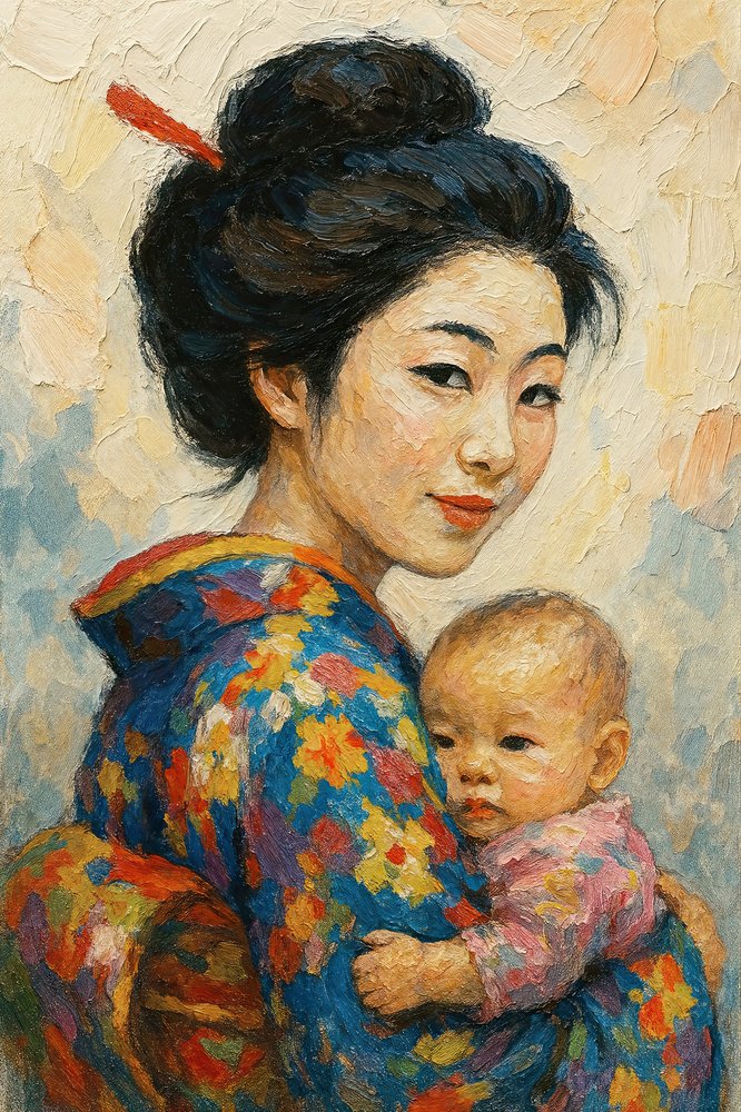 Japansk mor och barn av Natalie Bruns