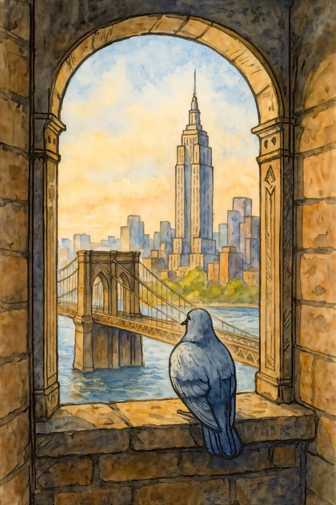 Pigeons utsikt över New York av Natalie Bruns