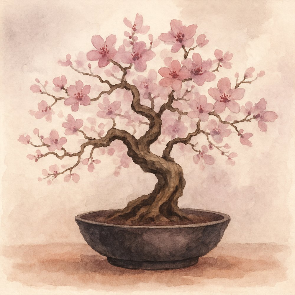 Bonsai med rosa körsbär av Natalie Bruns
