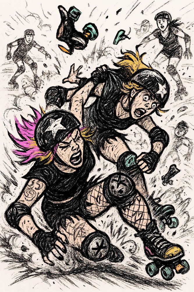 Krock vid roller derby av Natalie Bruns