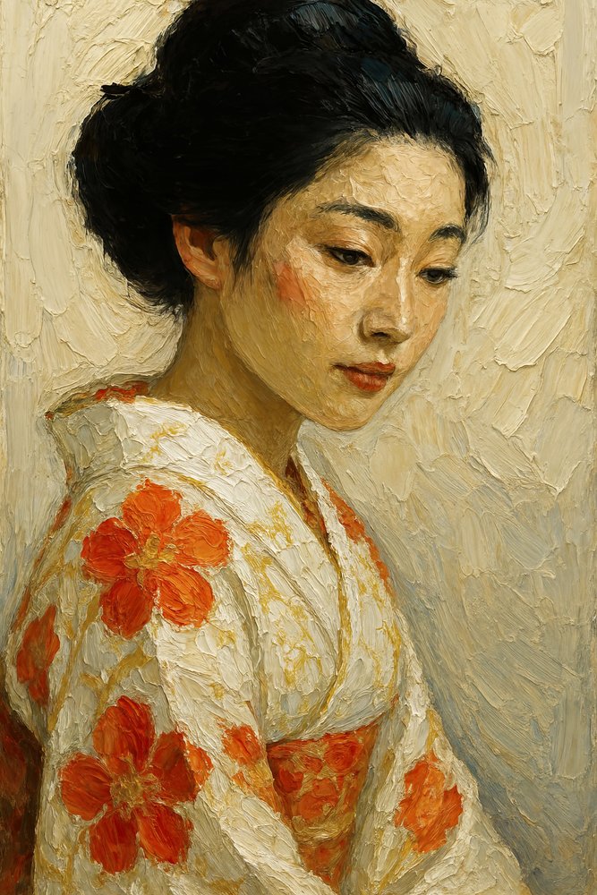 Ett fridfullt kimono-porträtt av Natalie Bruns