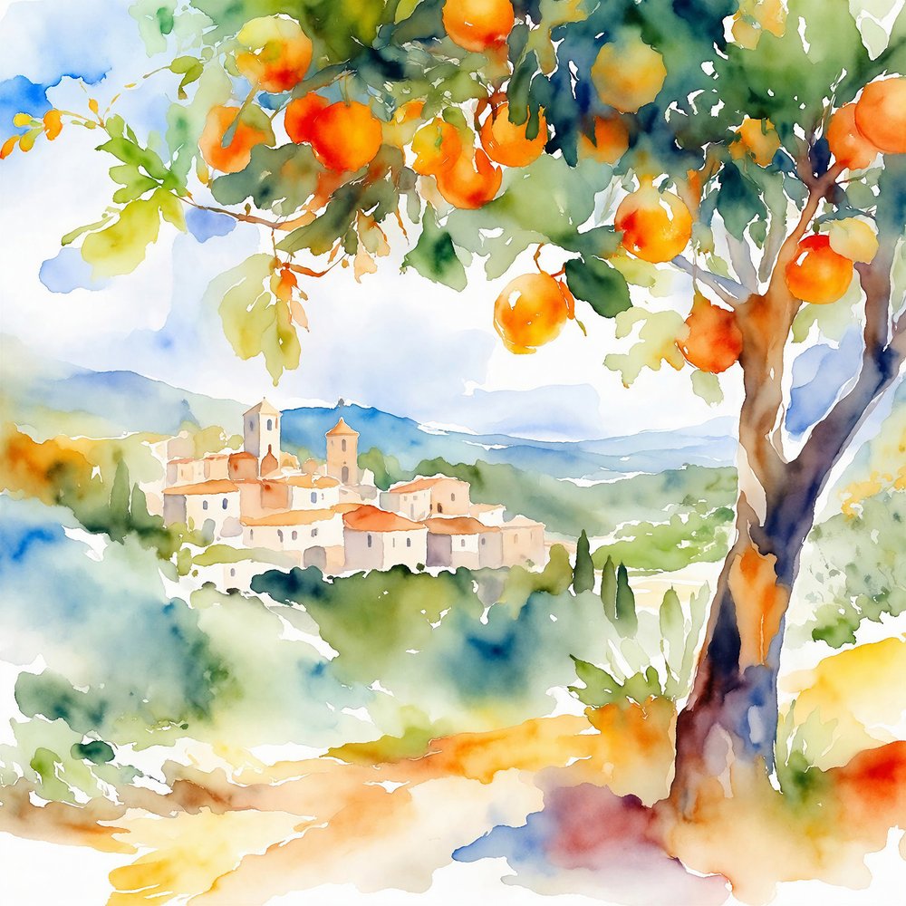 Byen med apelsinträd i Toscana av Natalie Bruns