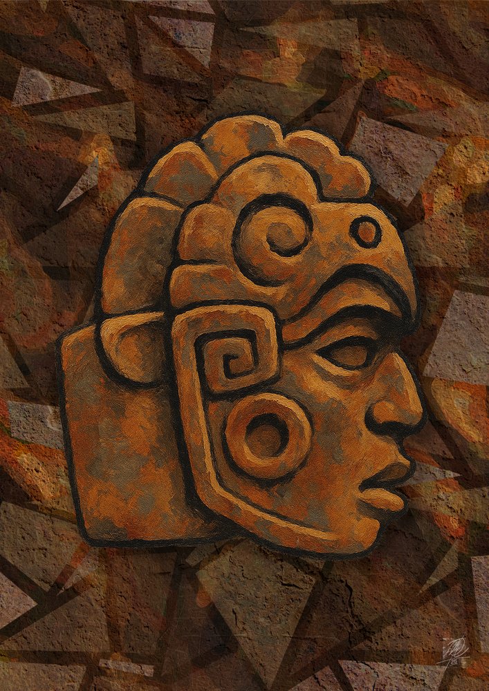 Maya-stenhuvud av Osvaldo Russo