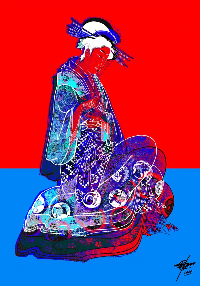 Livfull geisha-elegans av Osvaldo Russo