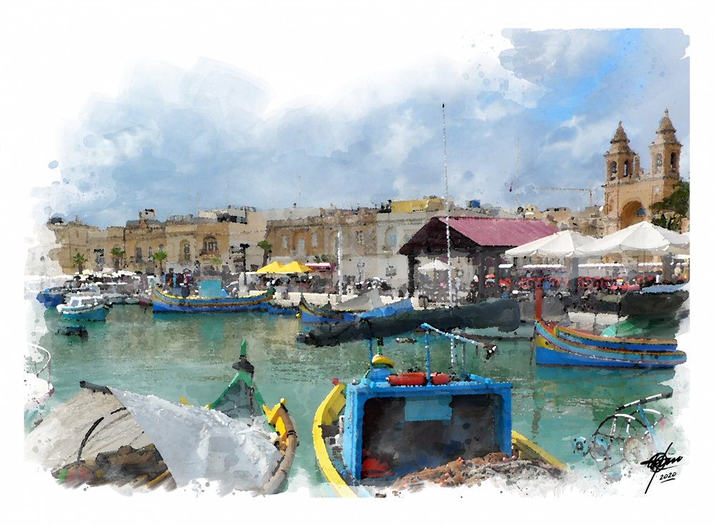 Den livliga hamnen på Malta av Osvaldo Russo