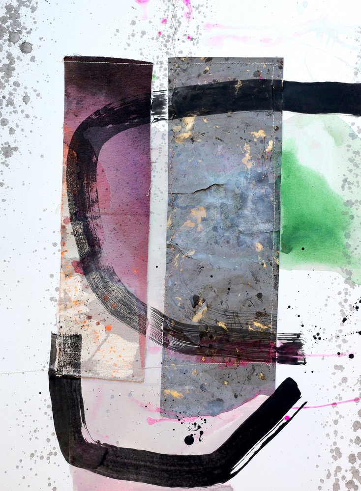 Strukturerad abstrakt collage av Poonam Choudhary