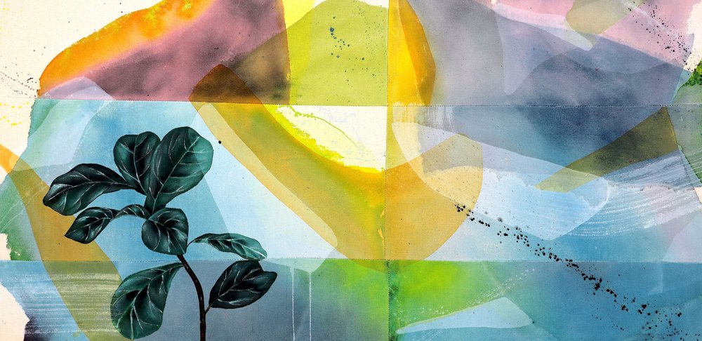 Ett livfullt abstrakt motiv med fiolblad av Poonam Choudhary