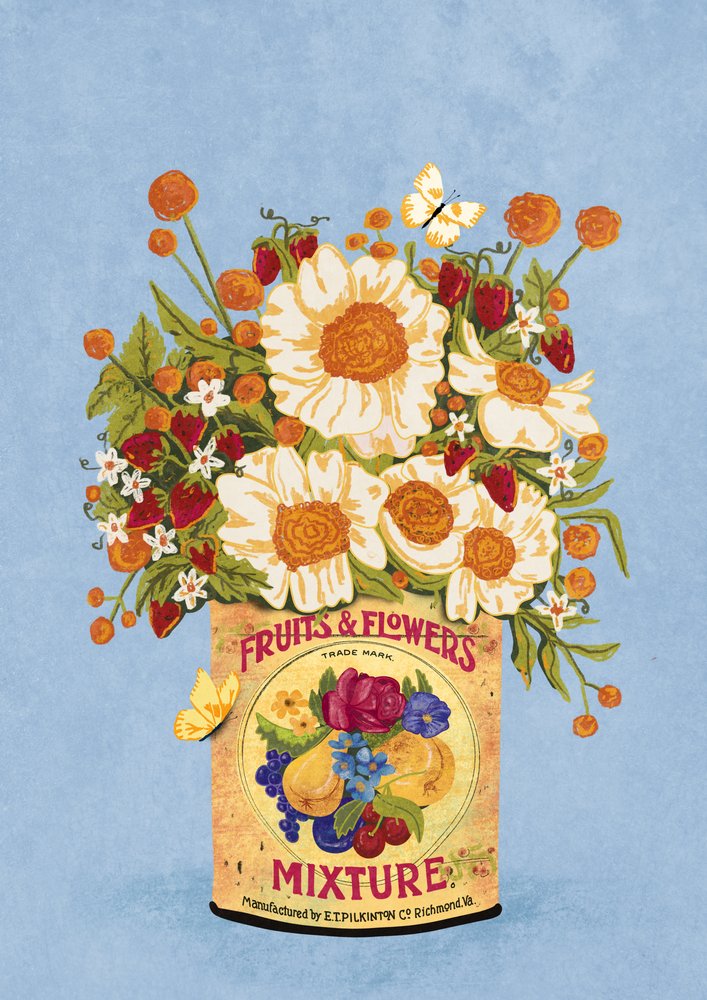Blommor i en gammaldags teburk av Raissa Oltmanns
