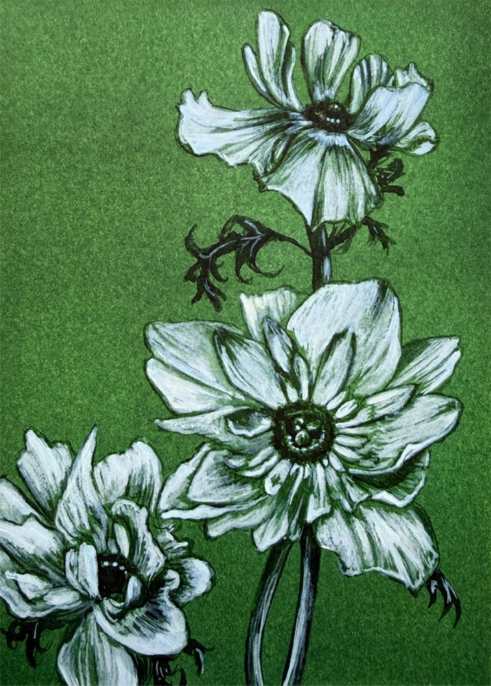Kusliga gröna blommor av Renee Machan Cottagecore Artist