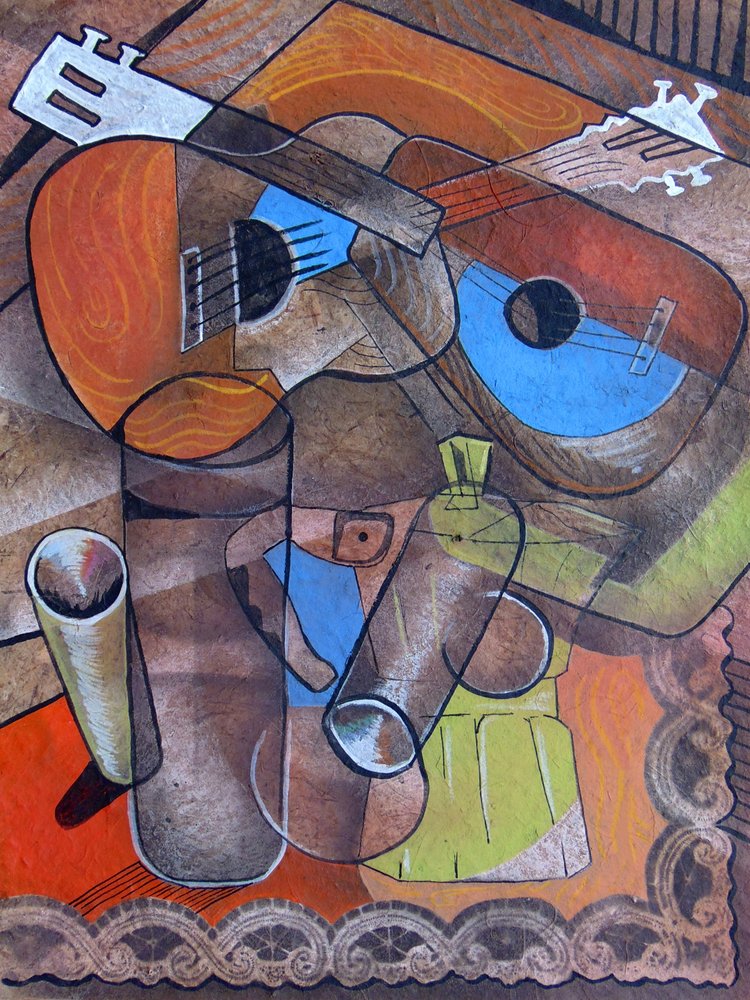 Cubist Guitars – Kaffestilleben av Ricardo Maya