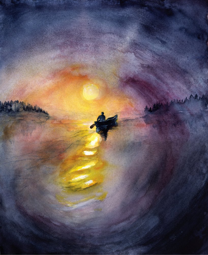 Den ensliga sjön Sunset Lake av RodMacIver