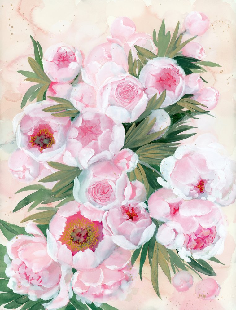 Rosa pionblommor av Rosana Laiz Blursbyai