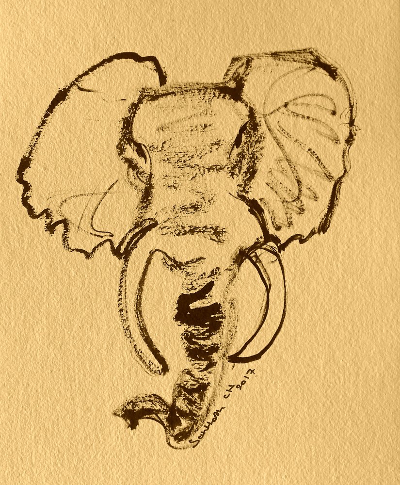 Skiss av afrikansk elefant av Santhosh ch
