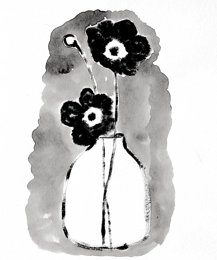 Mörka blommor i en vas av Santhosh ch