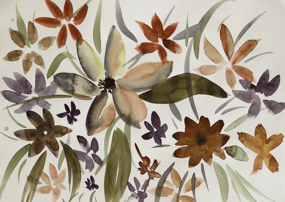 Jordnära blommig akvarell av Santhosh ch