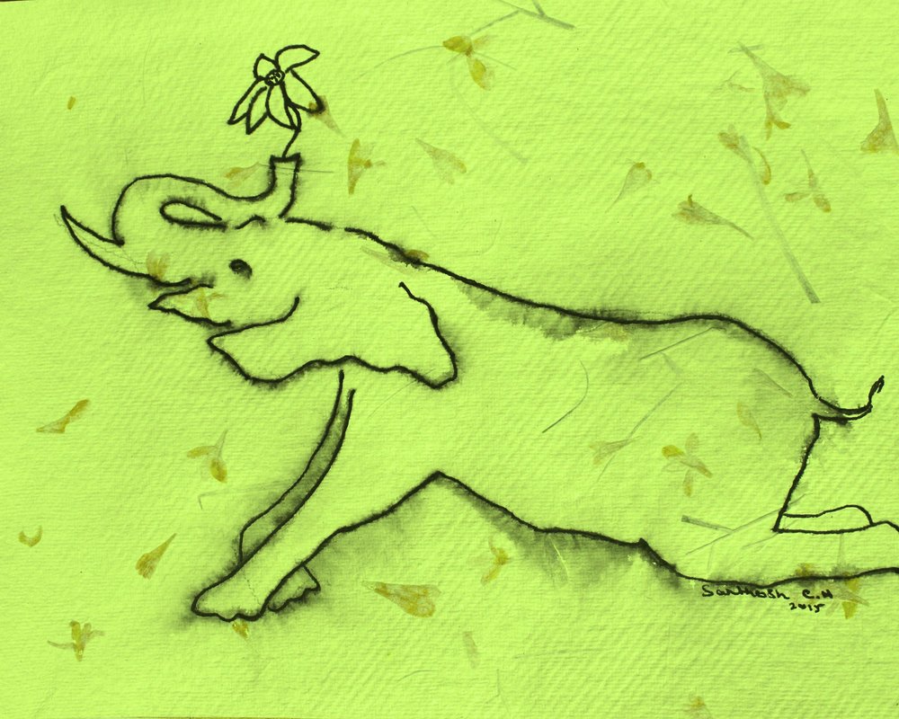 Glad elefant med blomma av Santhosh ch