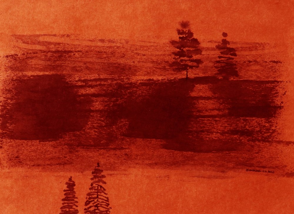 Orange sjö i skymningen av Santhosh ch