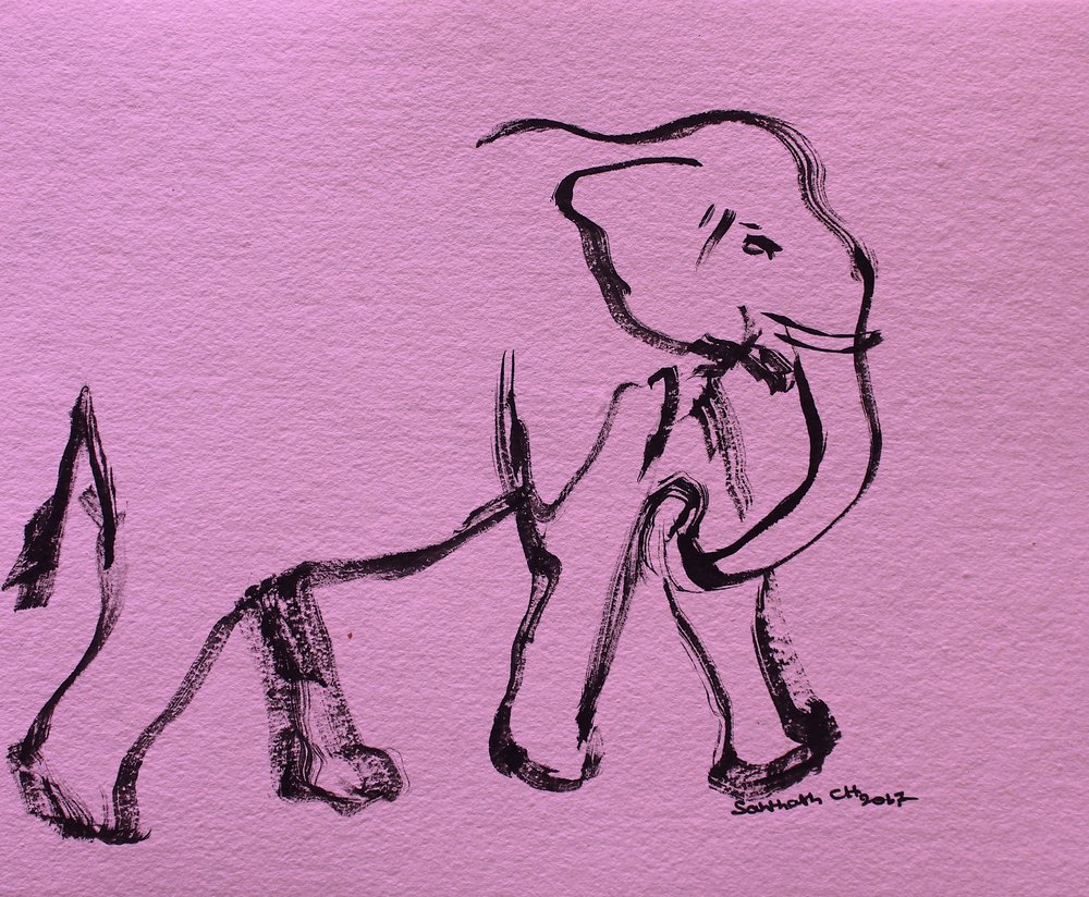 Teckning av en rosa elefant av Santhosh ch