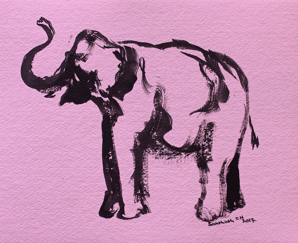 Rosa elefant i bläck av Santhosh ch