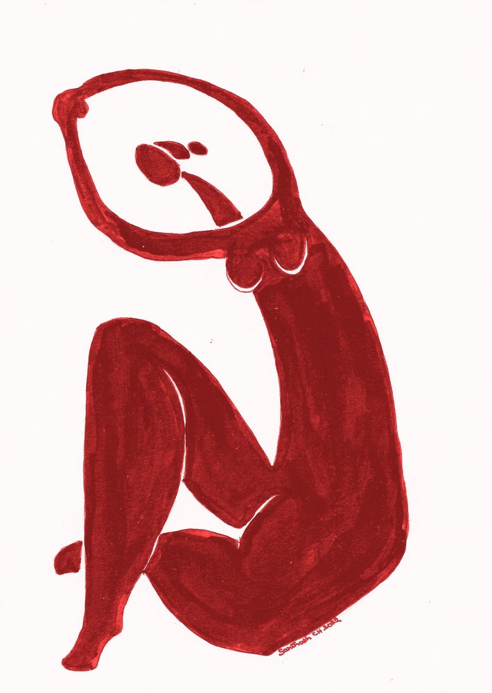 Sittande röd figur av Santhosh ch