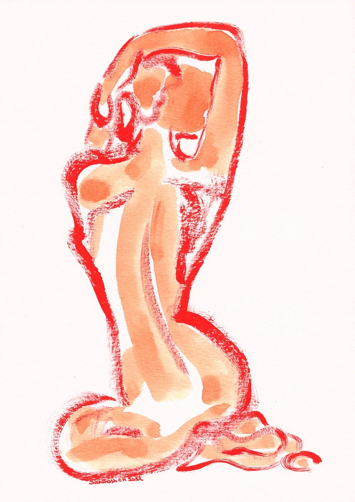 Studie av en sensuell röd figur av Santhosh ch