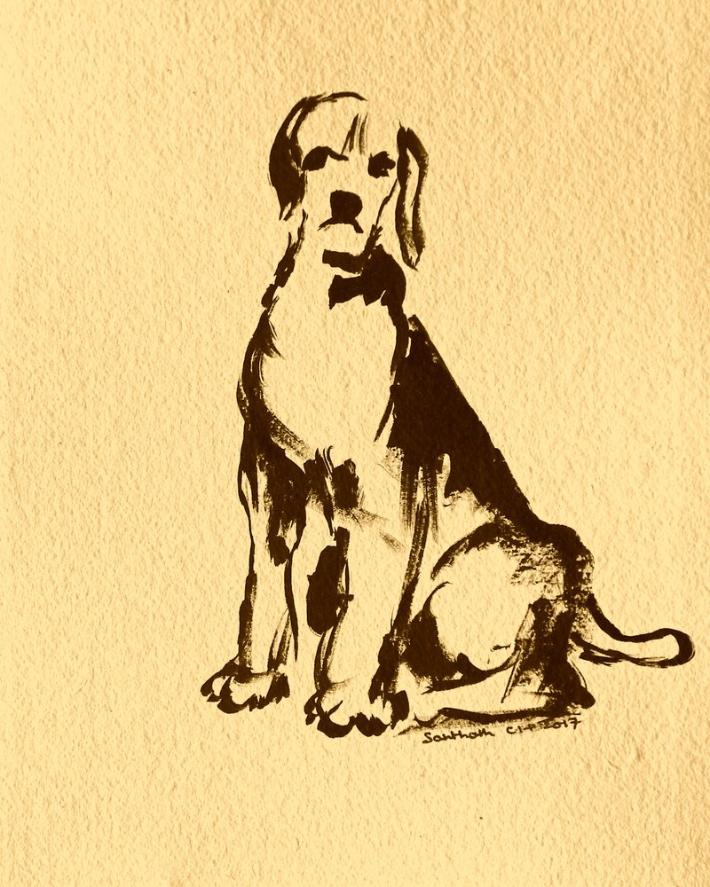 Sittande hund i bläck av Santhosh ch