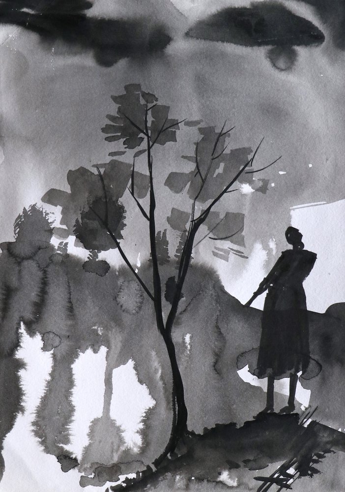 Ensam figur, mörk himmel av Santhosh ch