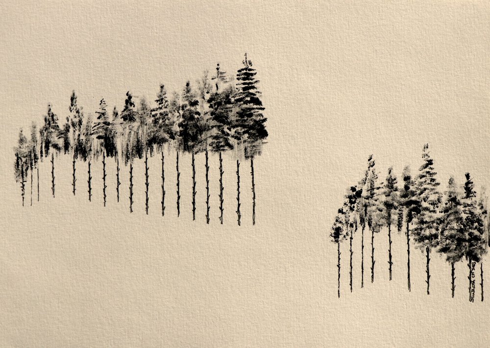 Stiliserad tallskog av Santhosh ch