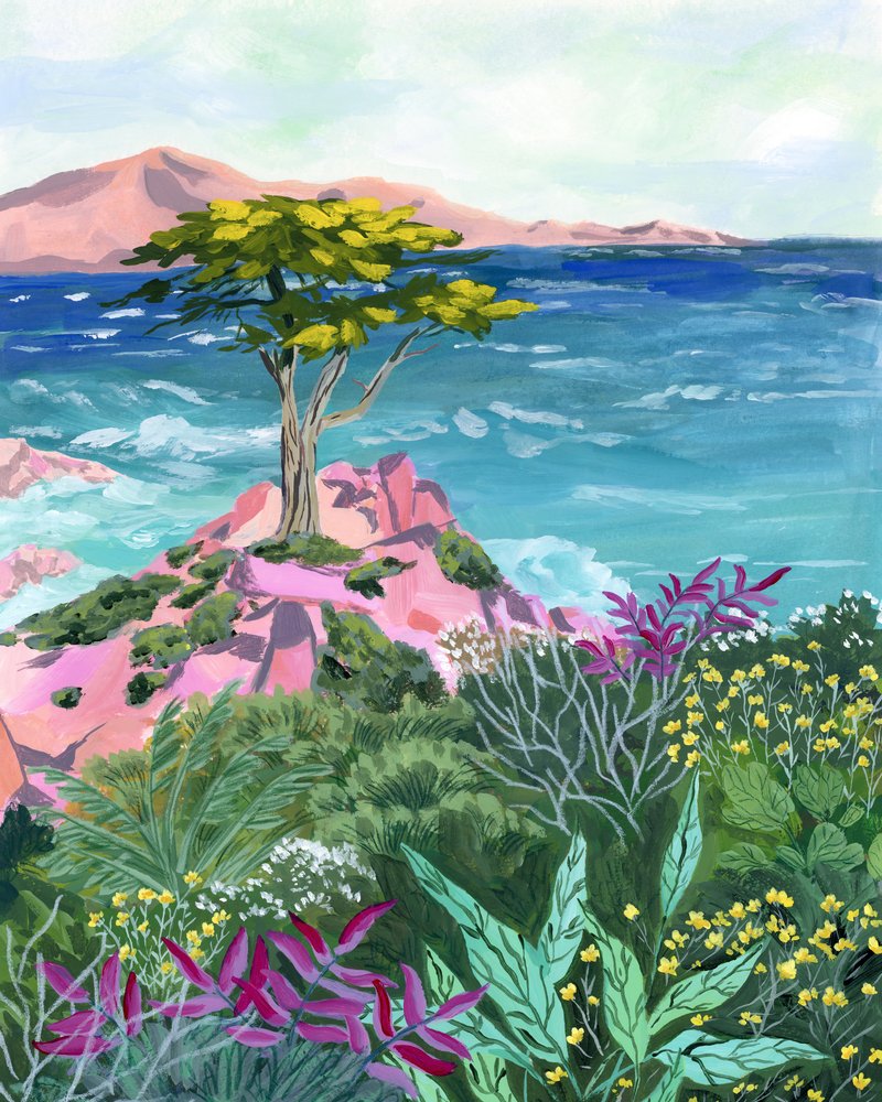 Pink Rocks Ocean Tree av Sarah Gesek