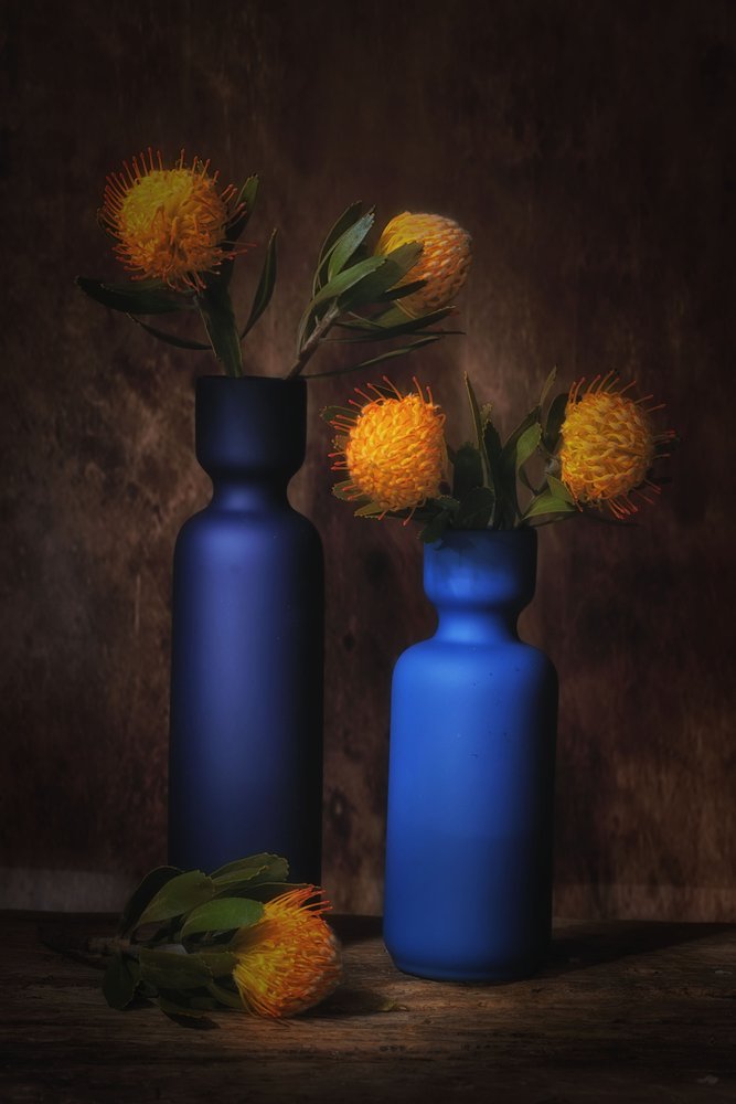Apelsinblommor i blått av Saskia Dingemans