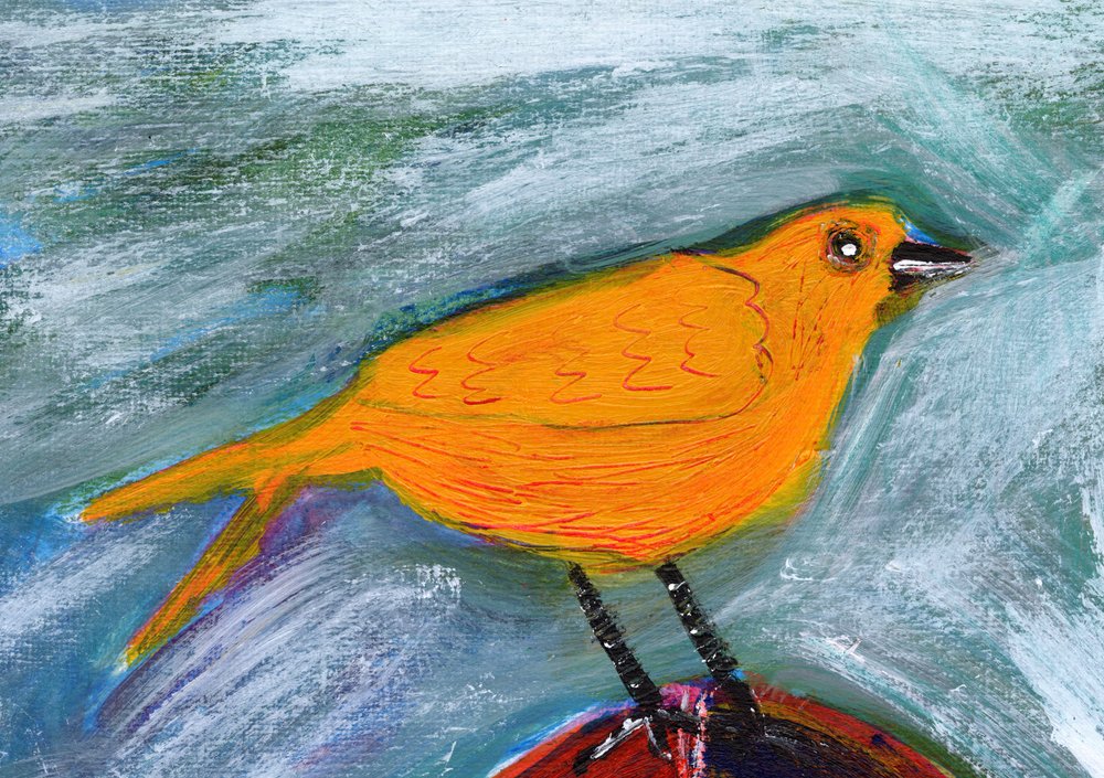 En färgstark orange fågel av Sharyn Bursic